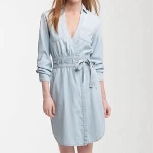 DVF & Current Elliott Collab Wrap Dress Diane Light distressed denim sz S 4/6
